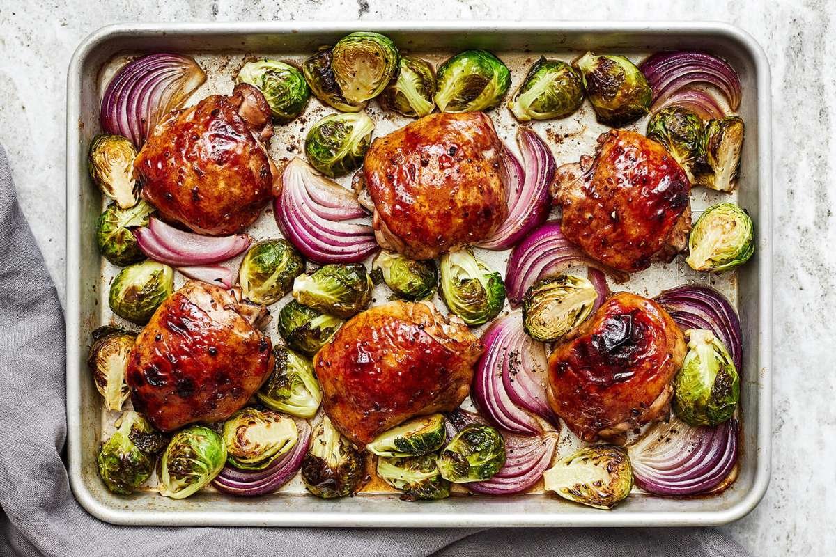 Sheet Pan Balsamic Chicken Thighs and Brussels Sprouts | CIO Women Magazine